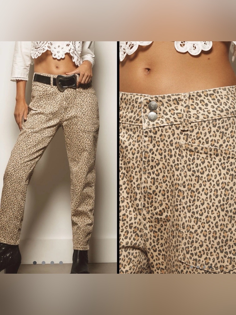 Anthropologie Pilcro Size 28 Sm The Wanderer Relaxed Jeans Pants Leopard Print